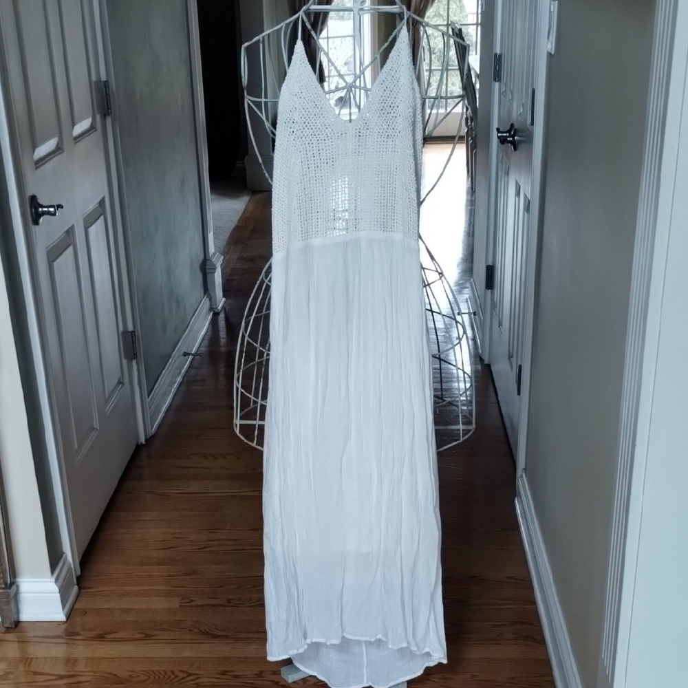 Say What? White Dress with Crochet Detail - Picture 1 of 14